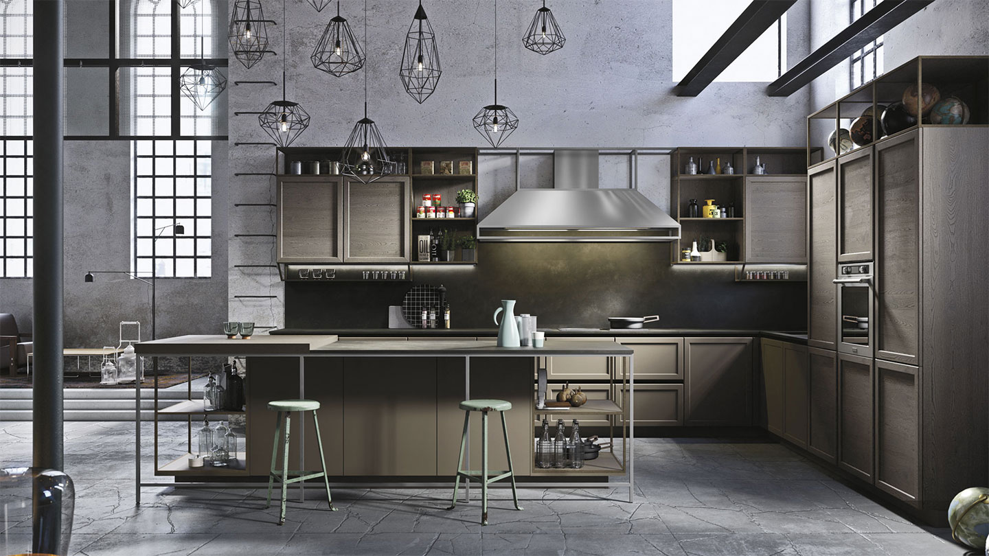 工業(yè)風(fēng)格設(shè)計(jì)的廚房效果圖